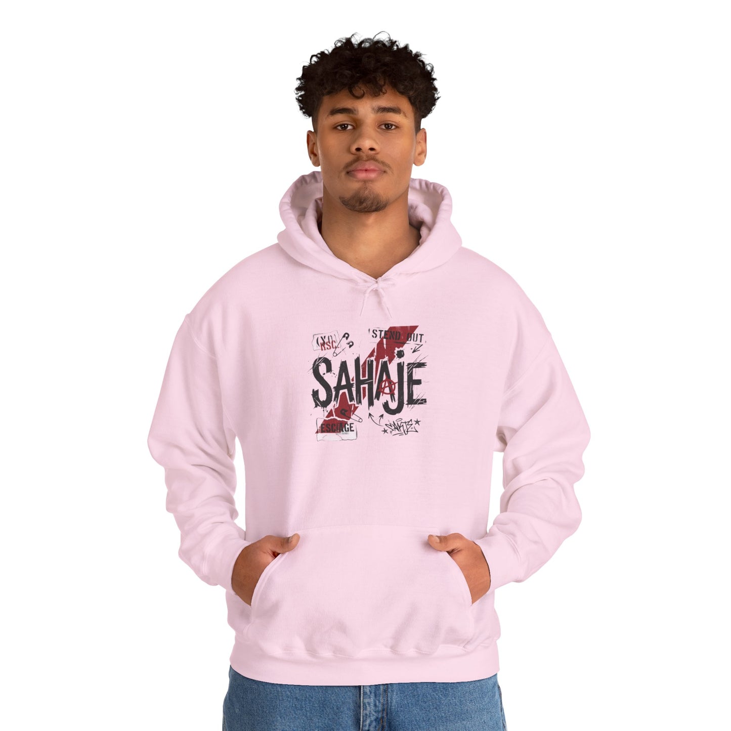 Sahaje Graphic Hoodie – Distressed Vintage Script Pullover