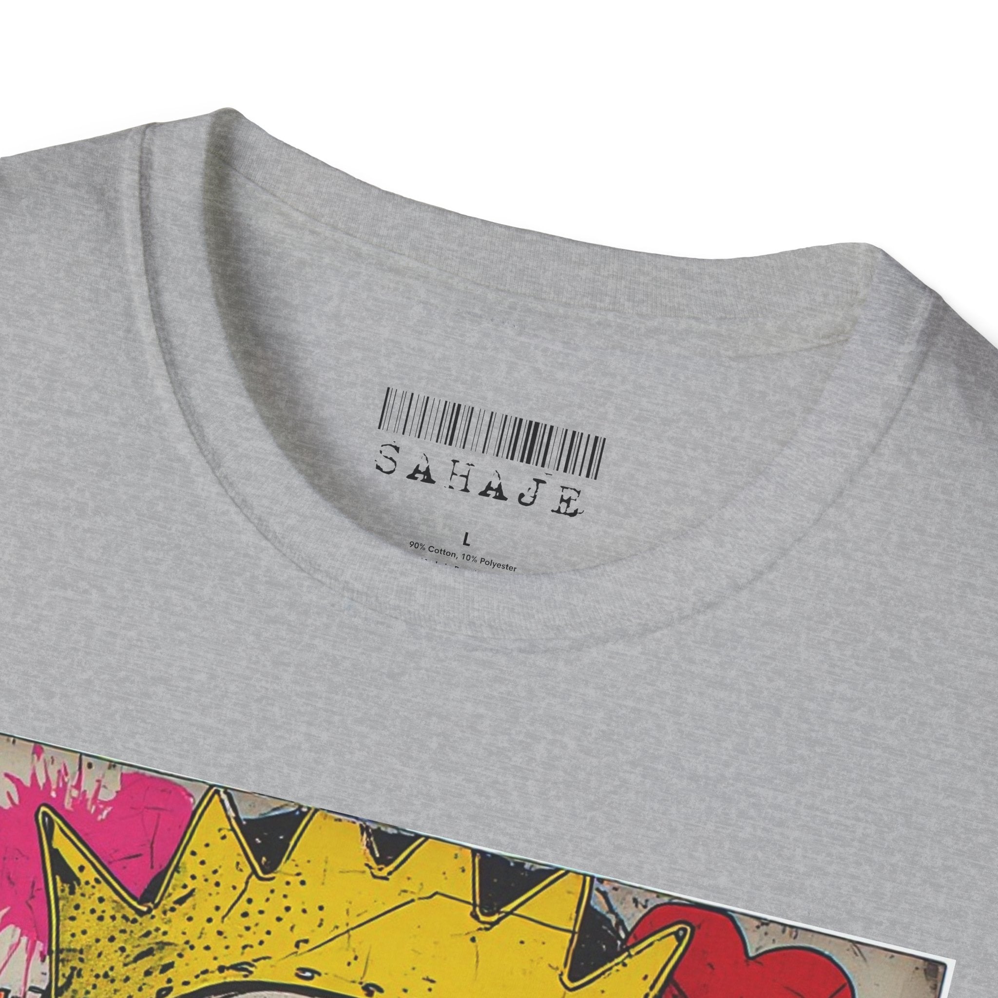 Abstract Pop Art Portrait T-Shirt — Neon Crown & Sunglasses Graphic