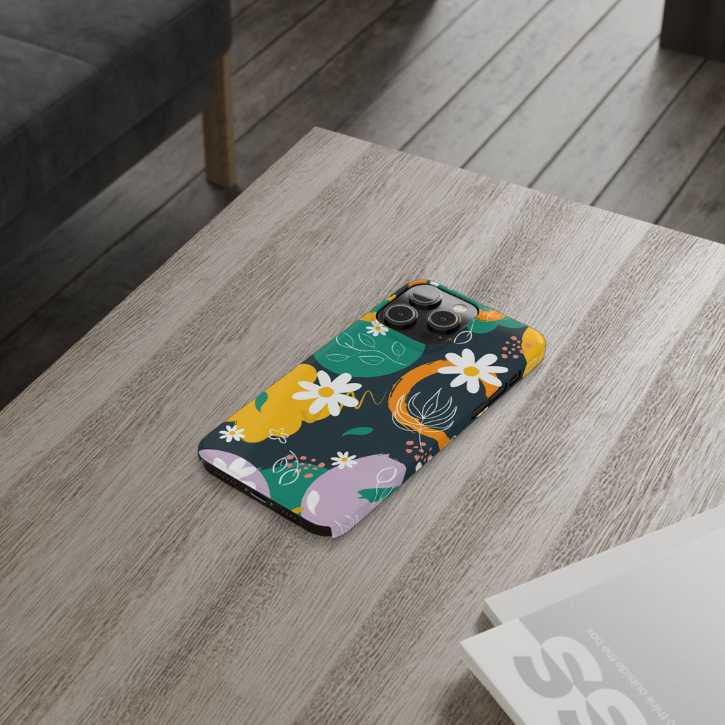 Floral Circle Slim Phone Case — Colorful Abstract Daisies Phone Cover