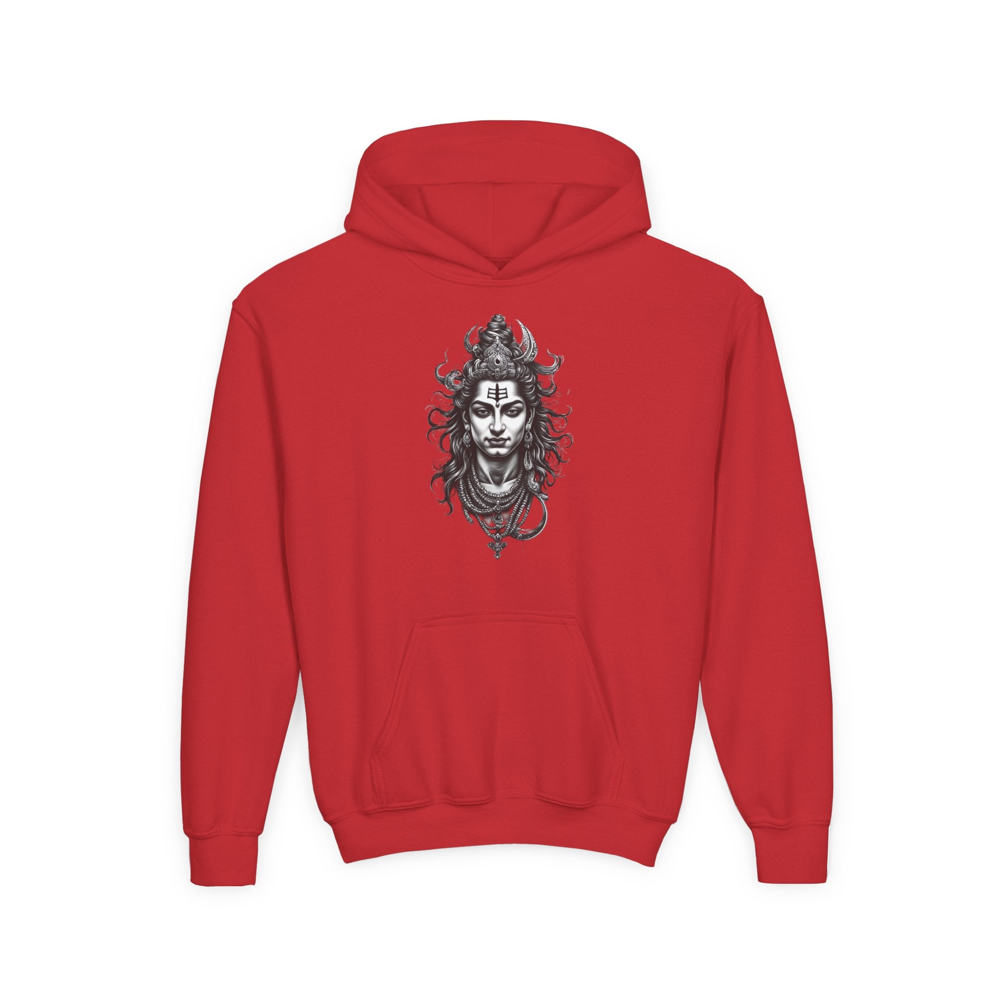 Shiva Illustration Youth Hoodie — Mystical Hindu God Graphic Pullover