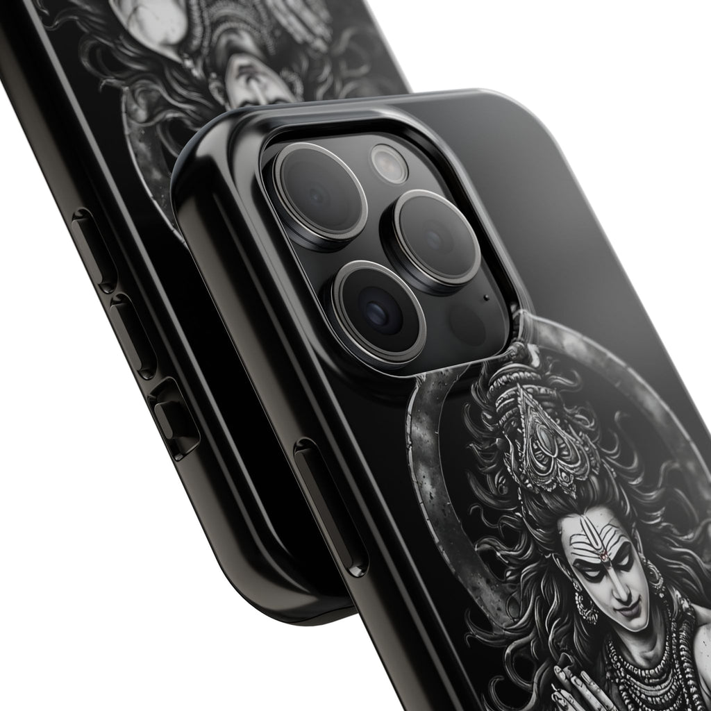 Shiva Tough Phone Case — Black Protective Hindu Deity Design