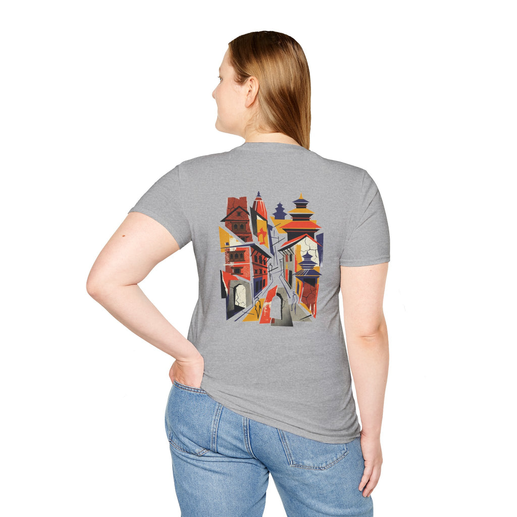 Nepal Street Scene T-Shirt — Colorful Kathmandu Illustration Tee