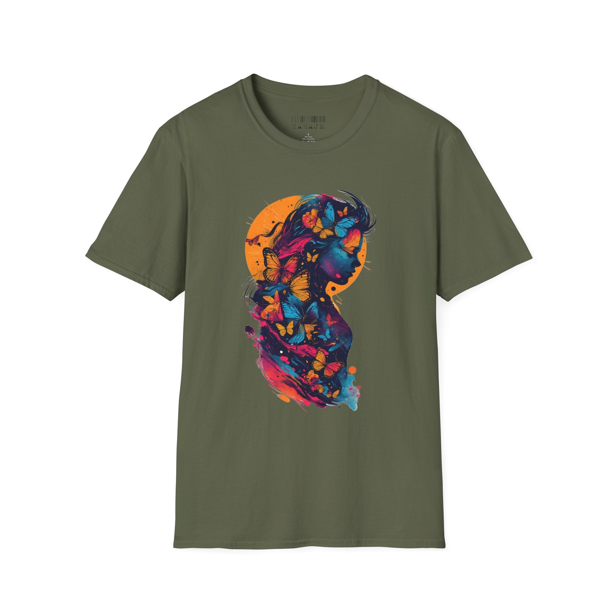 Butterfly Silhouette T-Shirt — Colorful Psychedelic Profile Tee