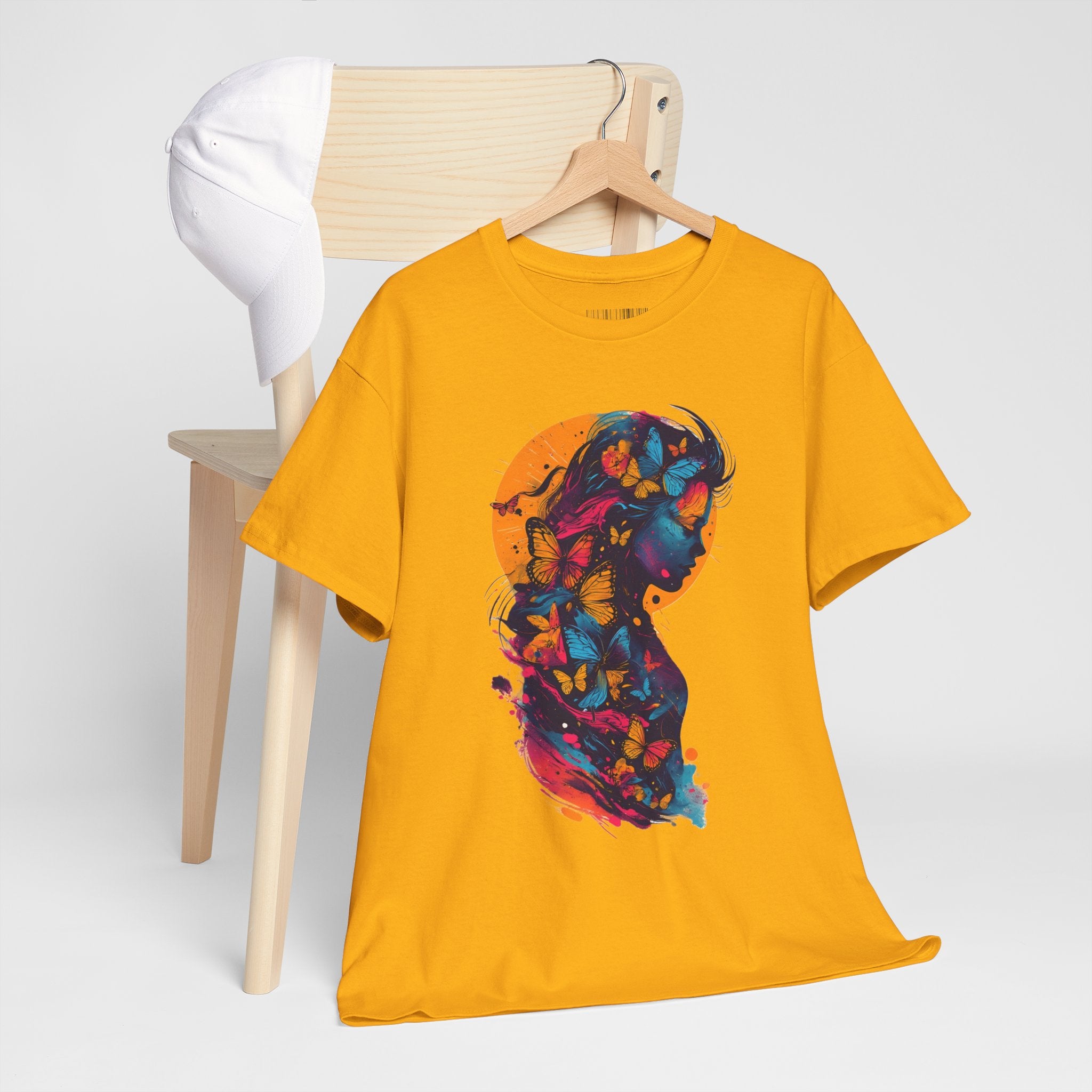 Butterfly Silhouette Graphic Tee — Colorful Maternity Profile Design