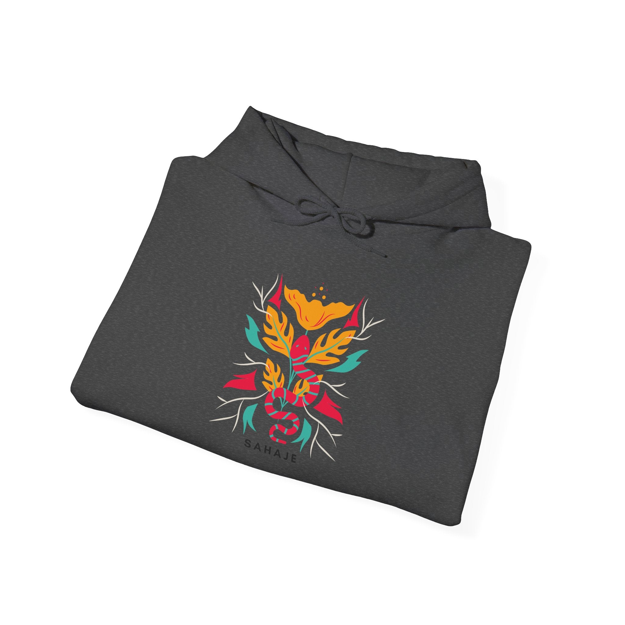 Floral Snake Hoodie — Colorful Serpent & Bloom Graphic Sweatshirt