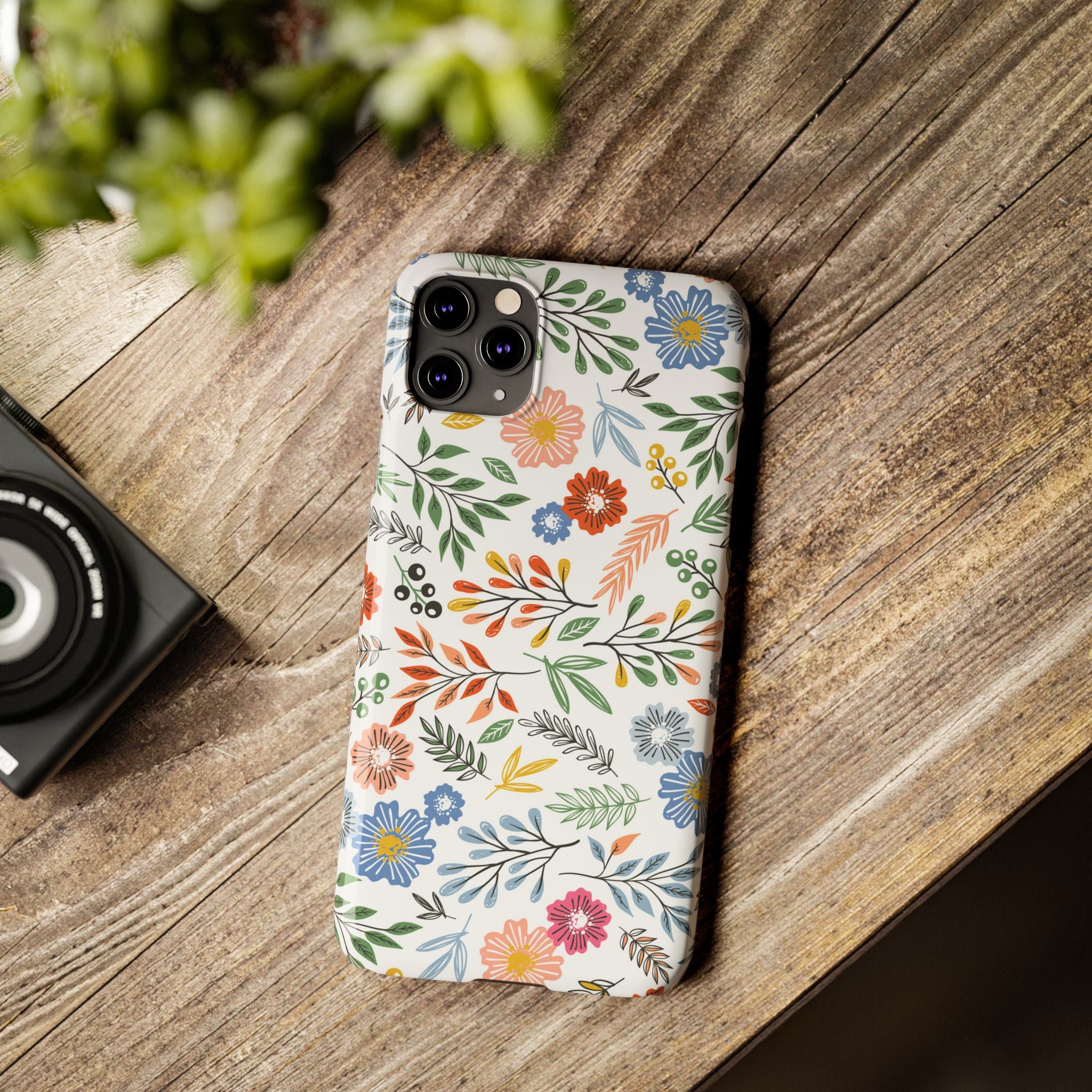 Slim Floral Phone Case — Colorful Hand-Drawn Wildflower Design
