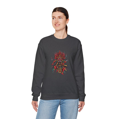 Crewneck Sweatshirt — Red Demon Guardian Graphic