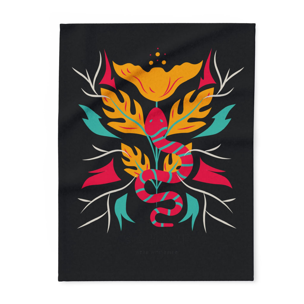 Arctic Fleece Blanket — Bold Floral Snake Print Throw