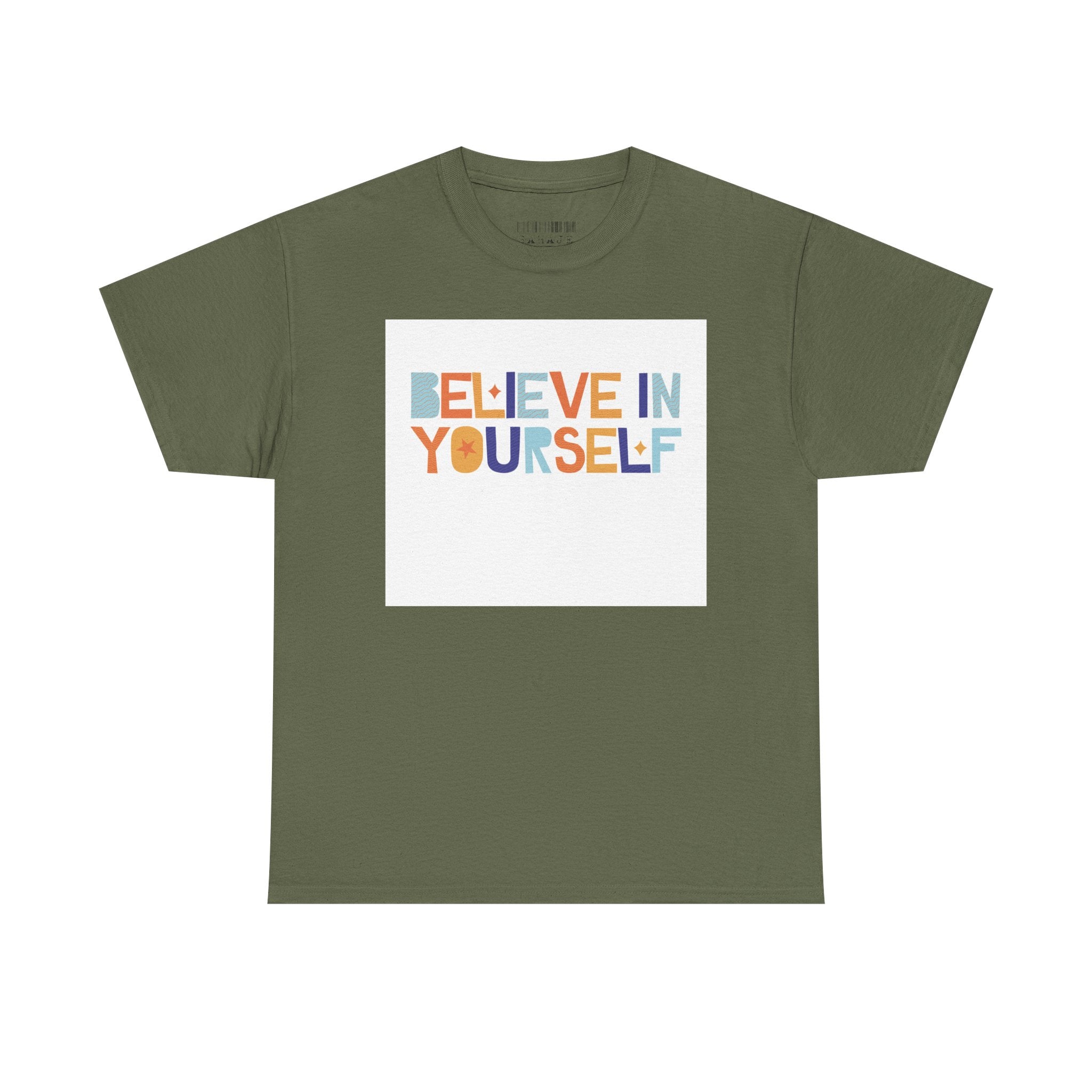 T-Shirt — "Believe in Yourself" Colorful Retro Motivational Tee