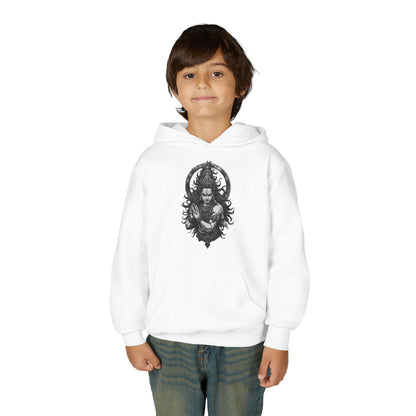 Youth Hoodie with Gothic Goddess Skull Art — Dark Fantasy Graphic Pullover