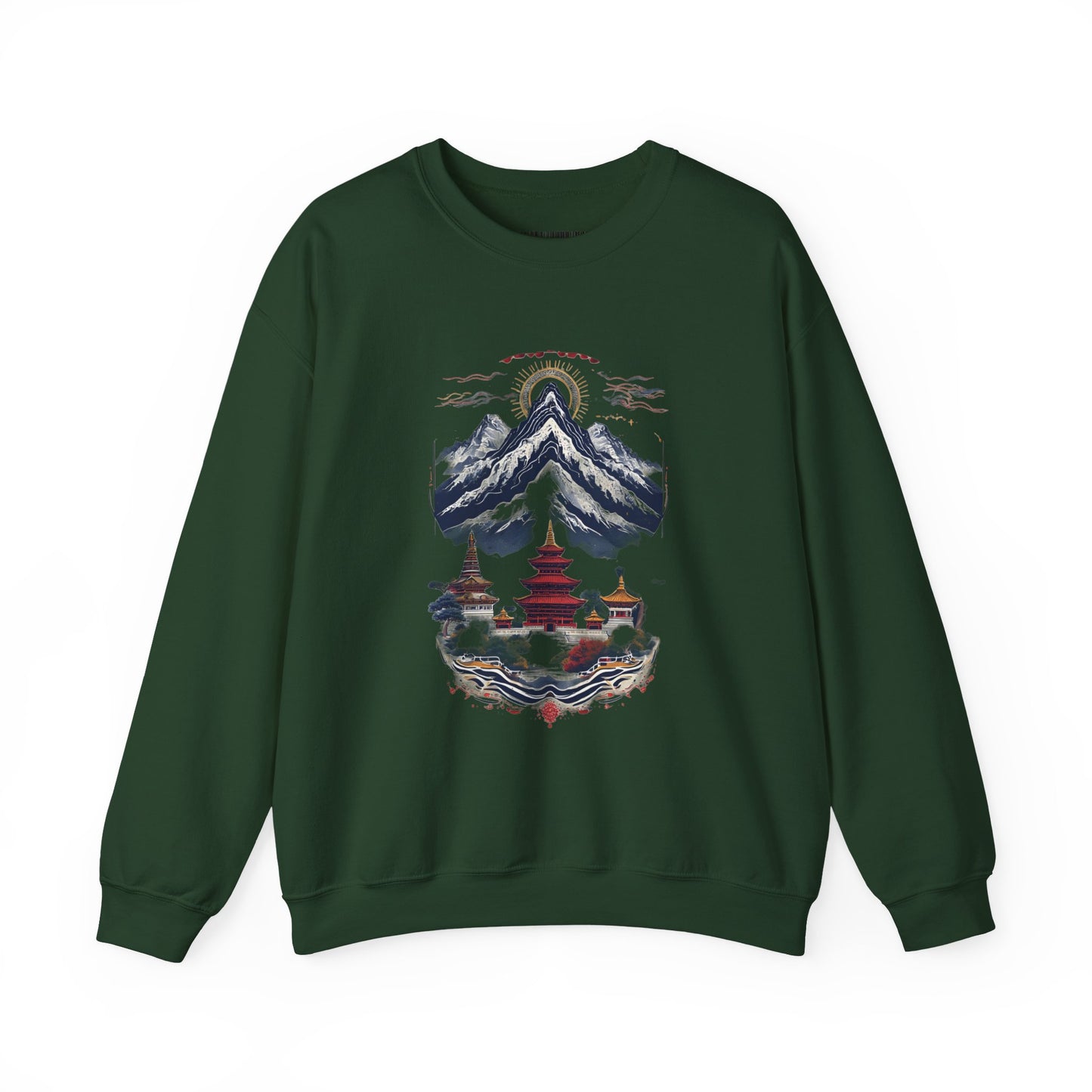 Japanese Mountain Pagoda Crewneck Sweatshirt
