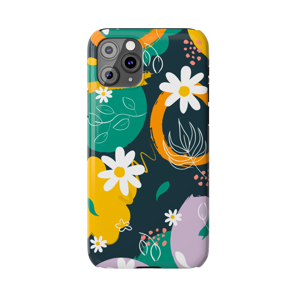 Floral Circle Slim Phone Case — Colorful Abstract Daisies Phone Cover