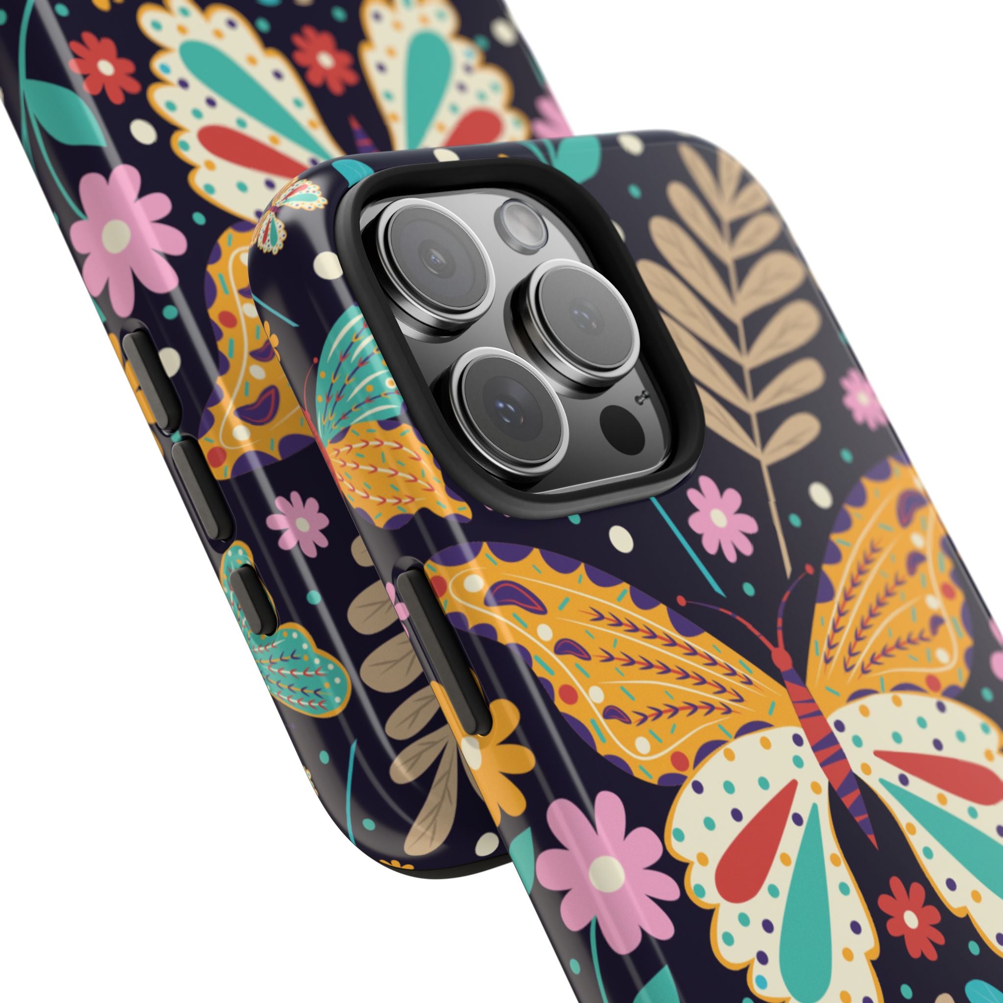 Floral Butterfly Tough Phone Case — Colorful Garden Protective Cover