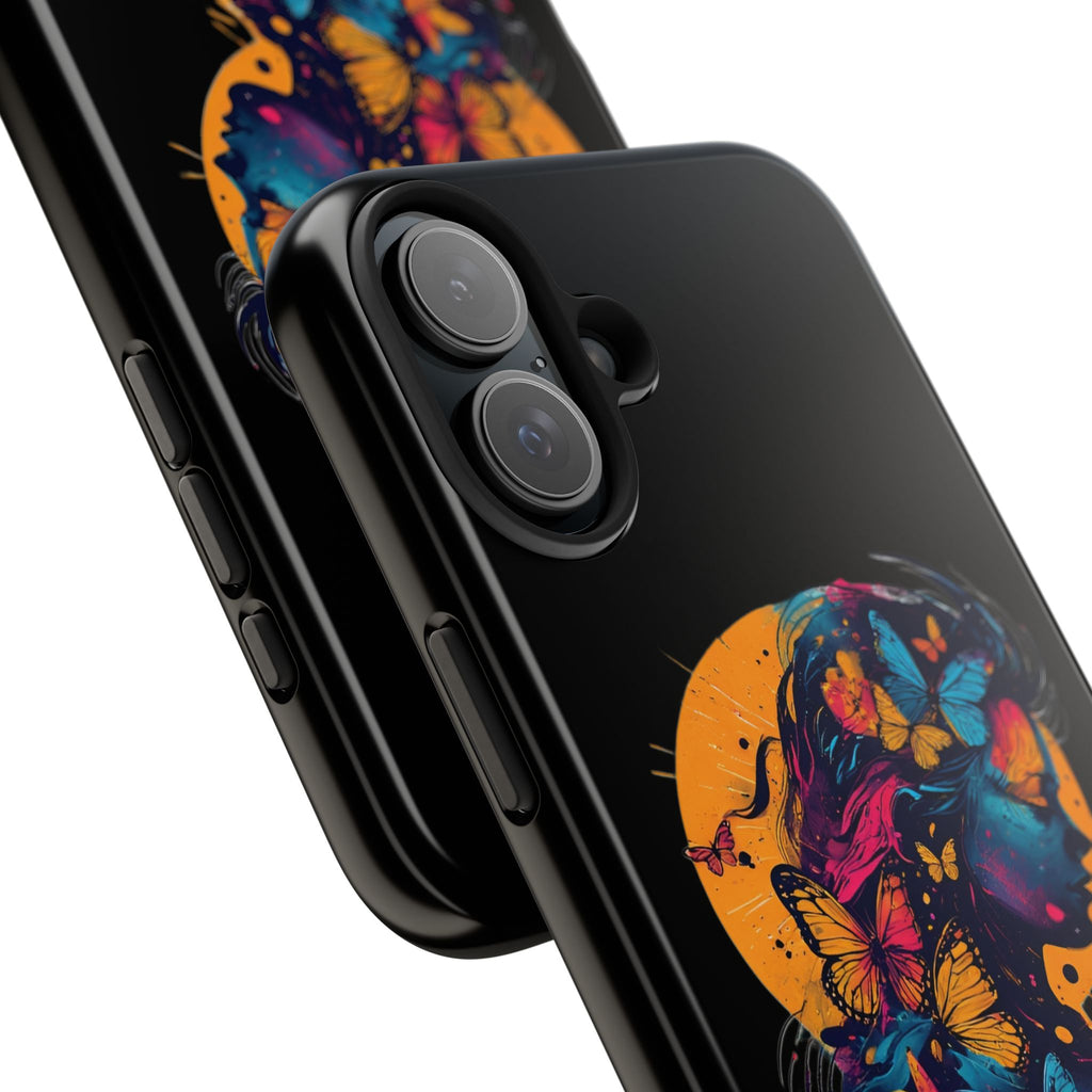 Butterfly Silhouette Tough Phone Case — Colorful Woman Art Protective Cover