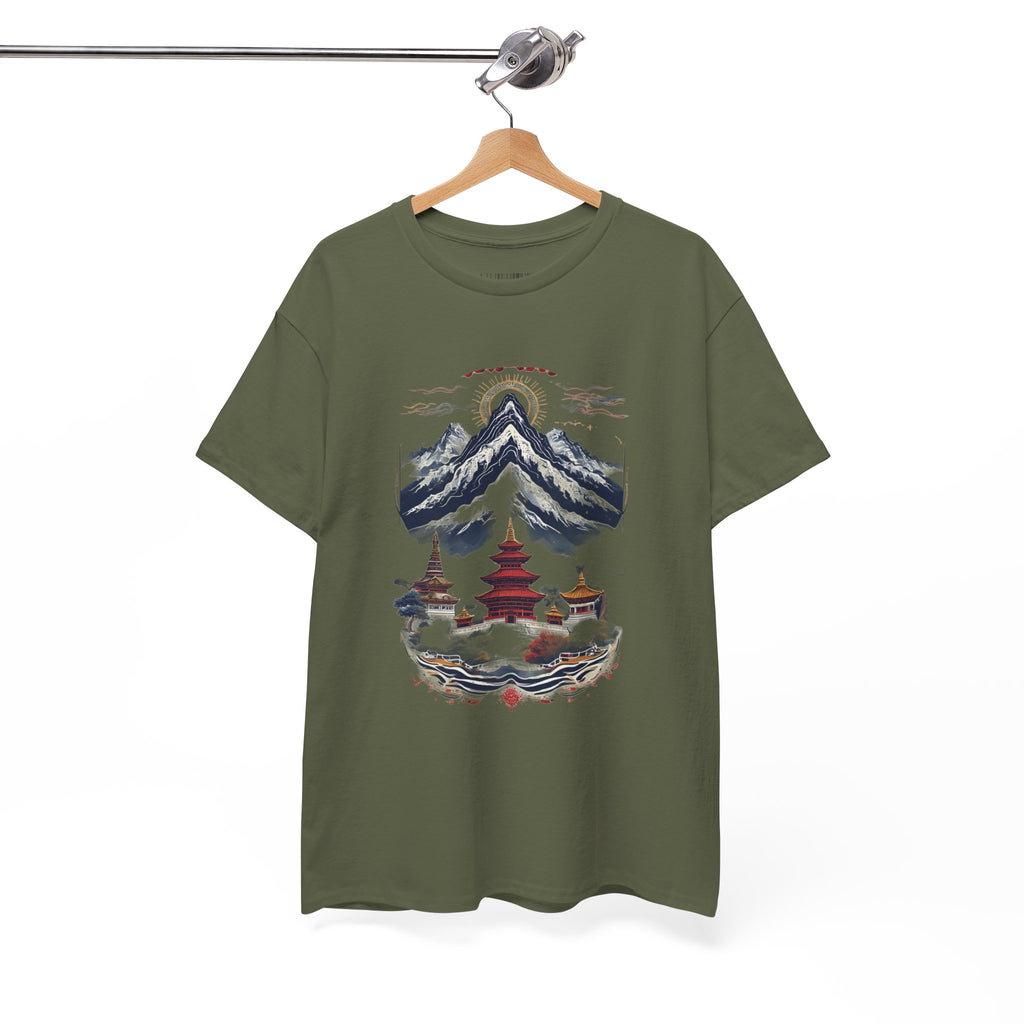 Japanese Mountain Pagoda T-Shirt — Zen Temple Landscape Tee