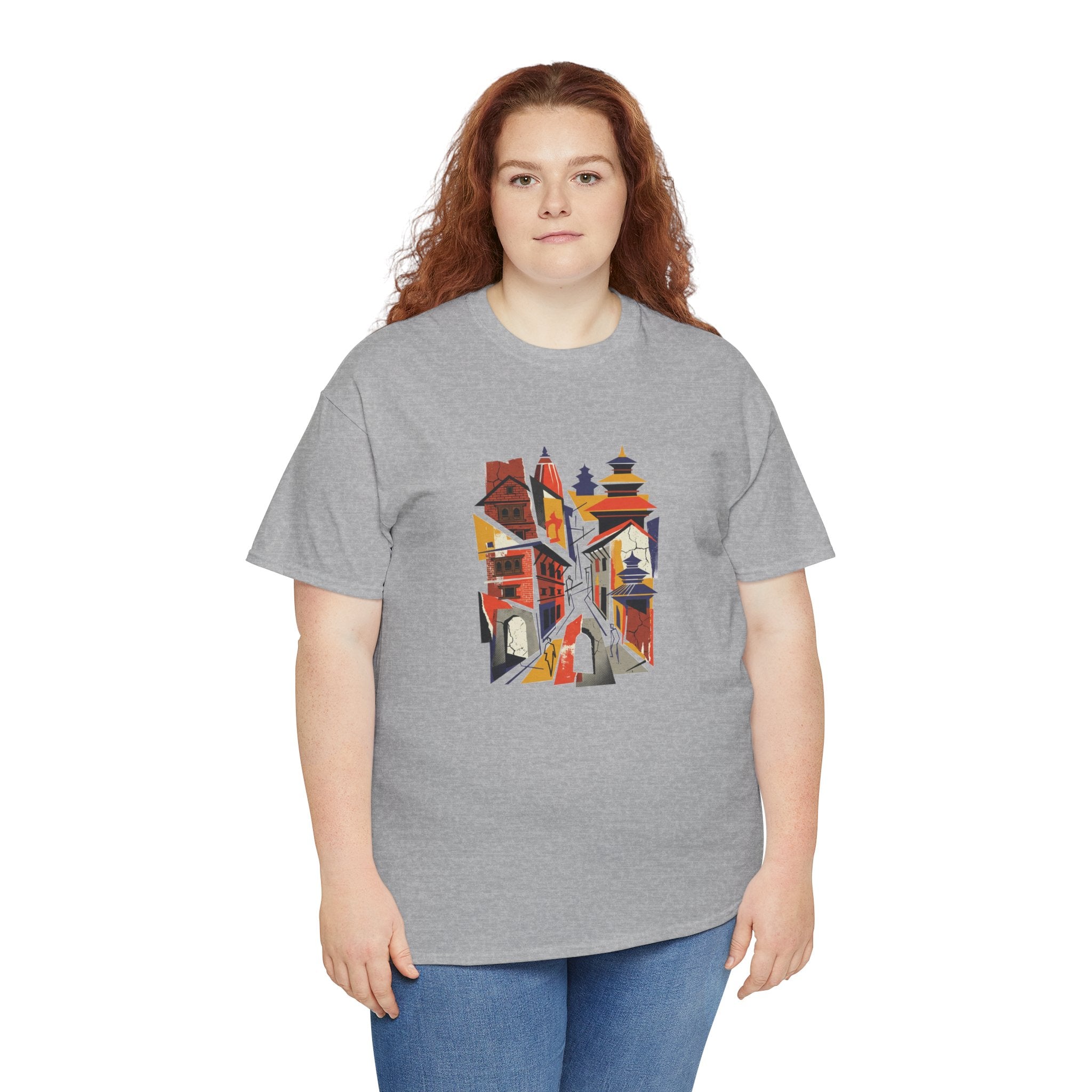 Cityscape Abstract Tee — Colorful Urban Architecture Graphic T‑Shirt