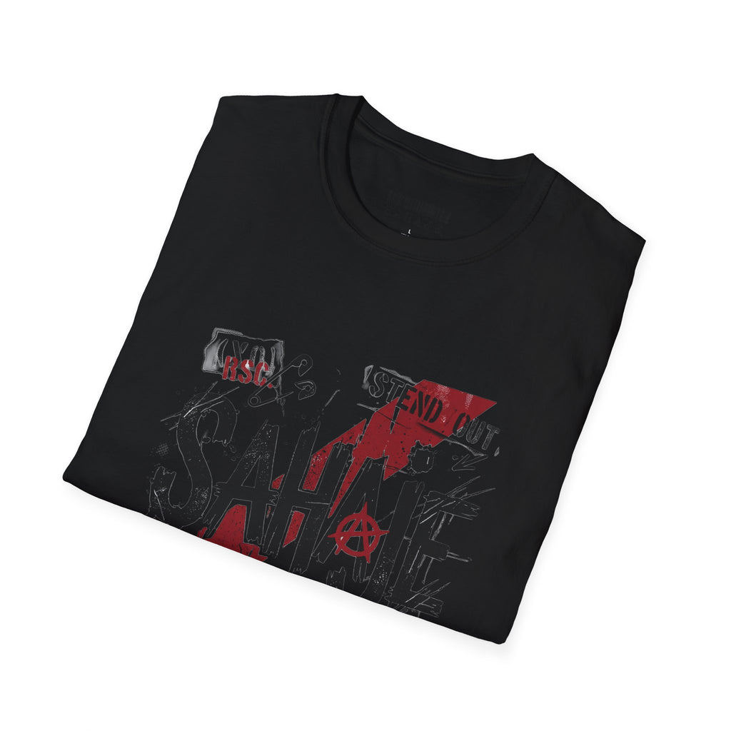 Sahajé Graphic T-Shirt — Bold Streetwear Tee with Red Slash Design