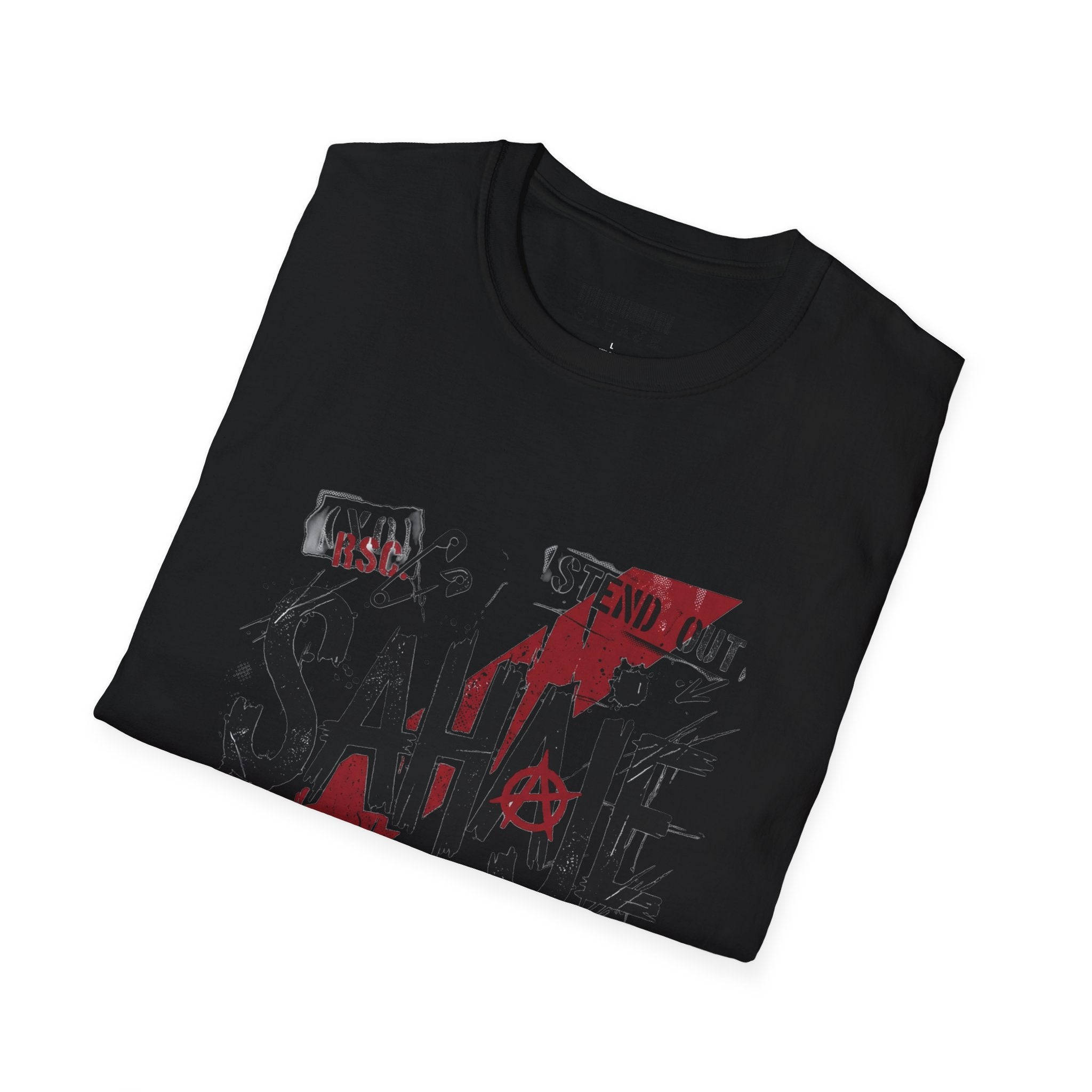 Sahajé Graphic T-Shirt — Bold Streetwear Tee with Red Slash Design