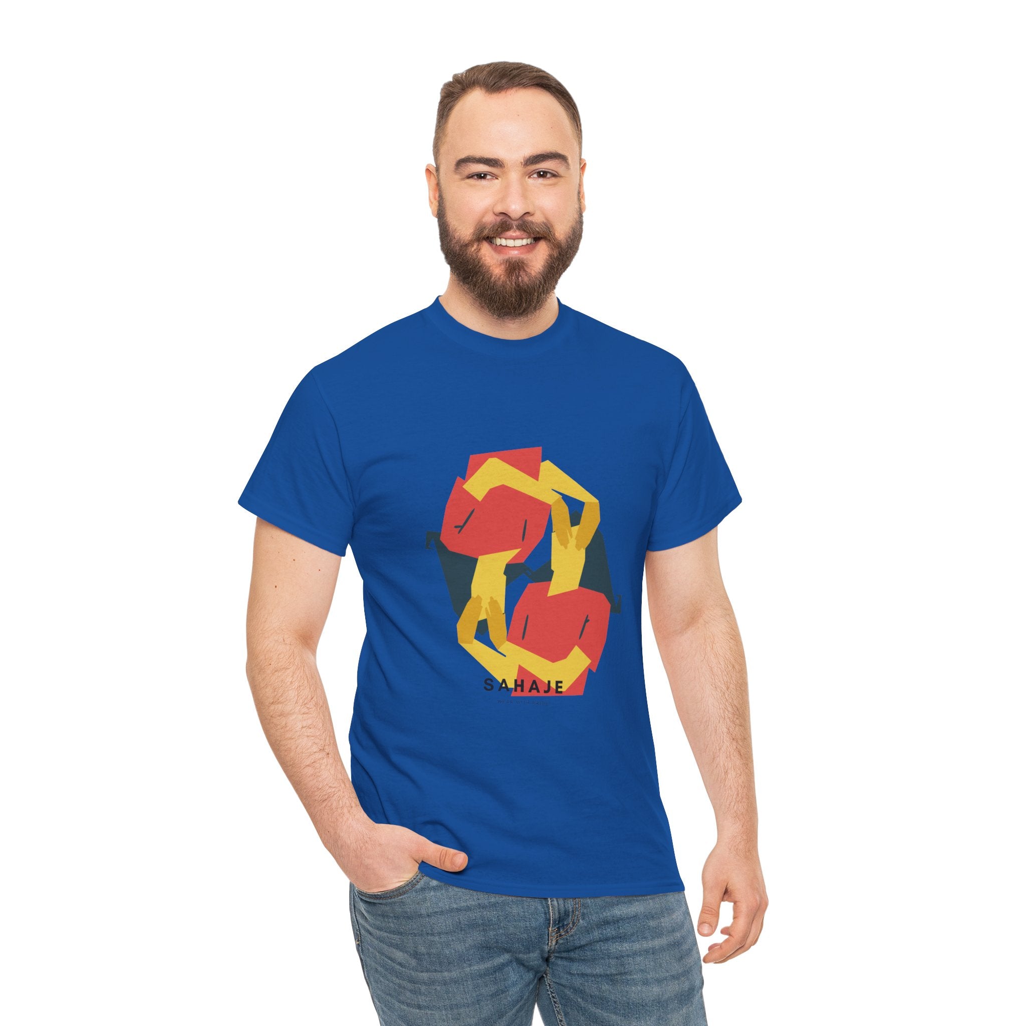 Geometric Fox Tee — Stylized Red & Yellow Fox Illustration T-Shirt