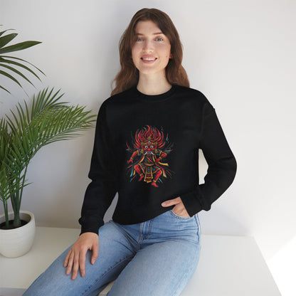 Crewneck Sweatshirt — Red Demon Guardian Graphic