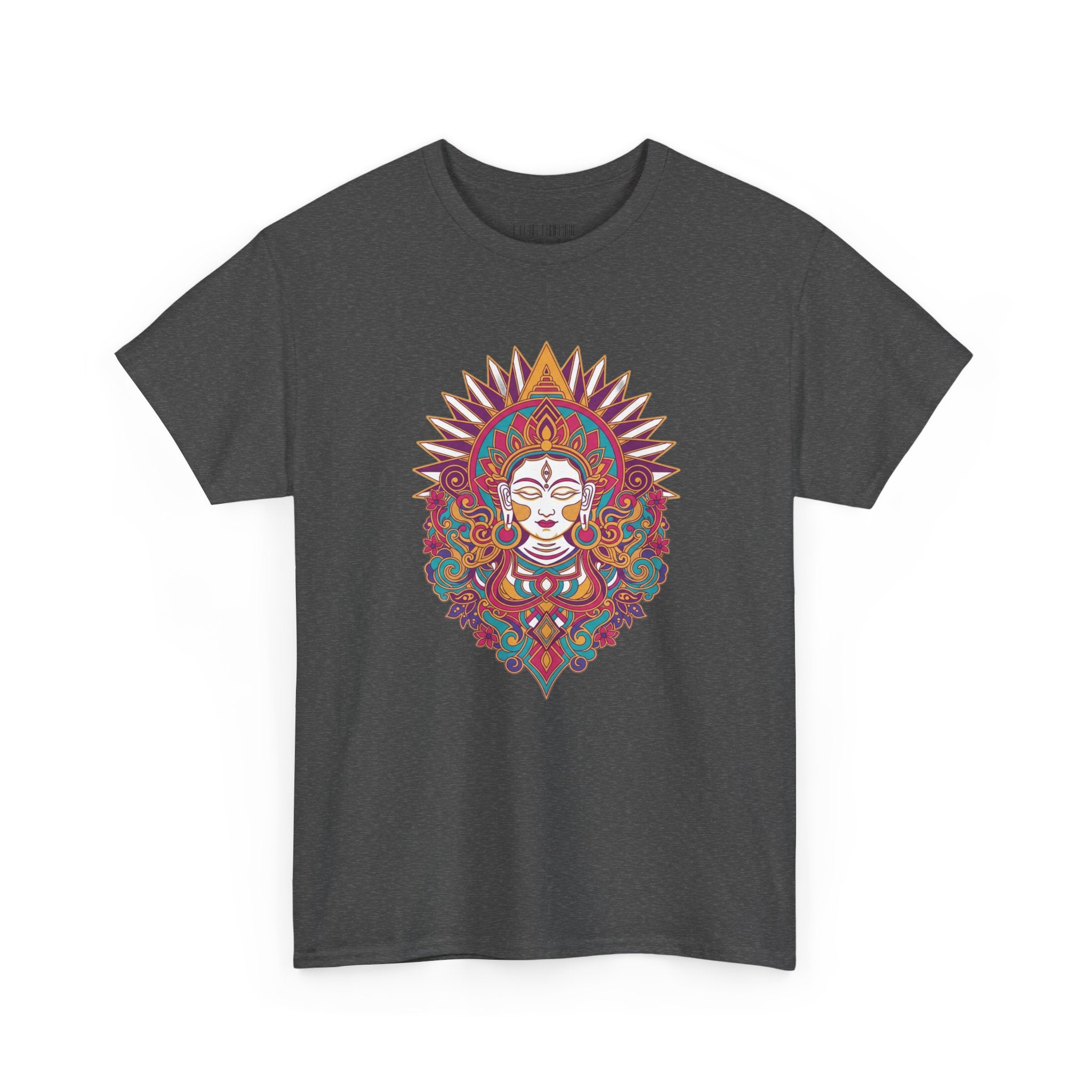 Spiritual Goddess Sun Mandala Tee — Colorful Boho Yoga T‑Shirt