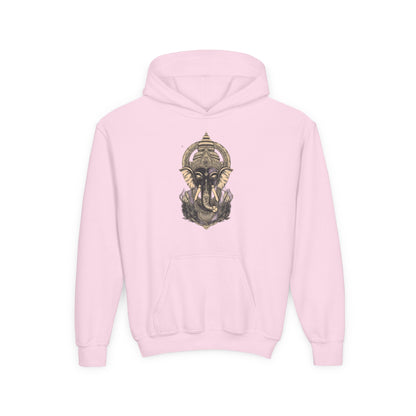 Youth Hoodie — Majestic Ganesha Elephant Art Graphic