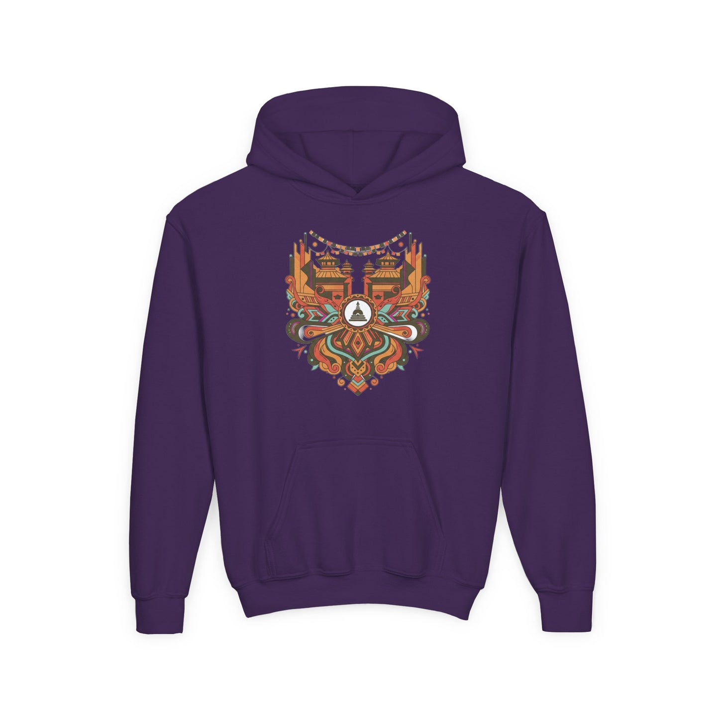 Youth Hoodie — Rustic Peace Mandala Graphic