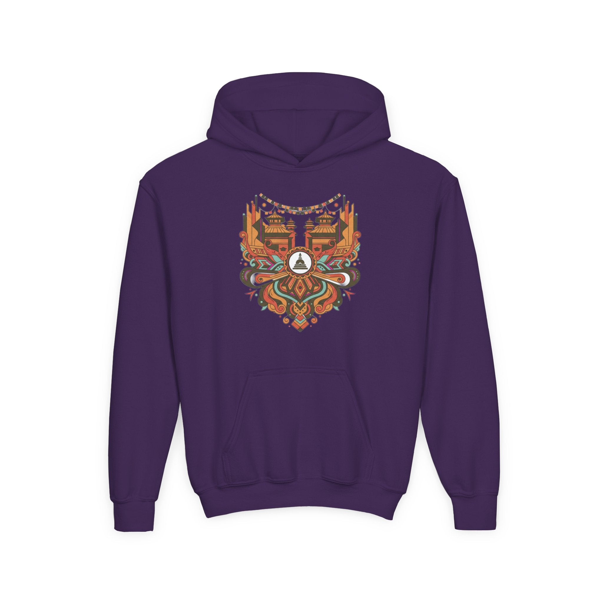 Youth Hoodie — Rustic Peace Mandala Graphic
