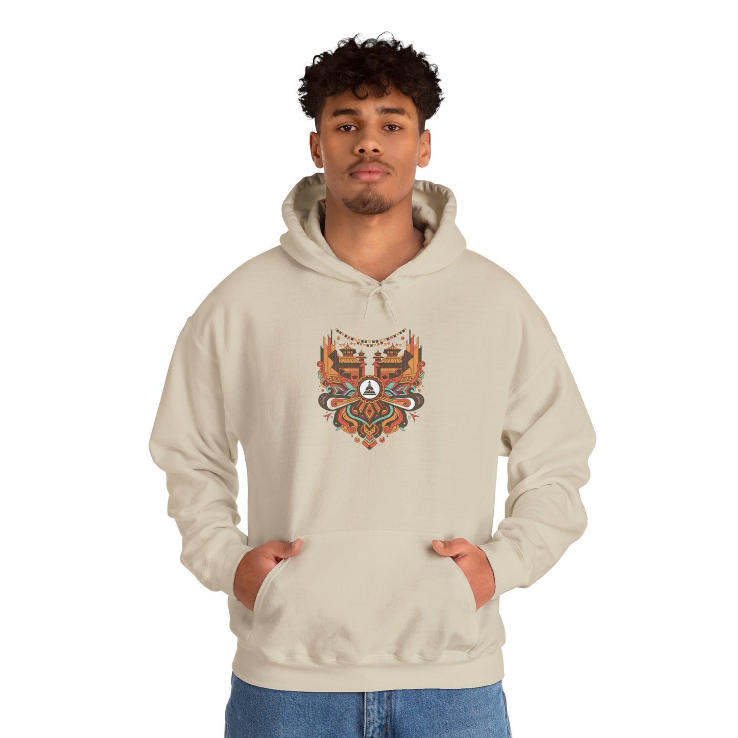 Spiritual Mandala Buddha Hoodie — Colorful Meditation Graphic Sweatshirt