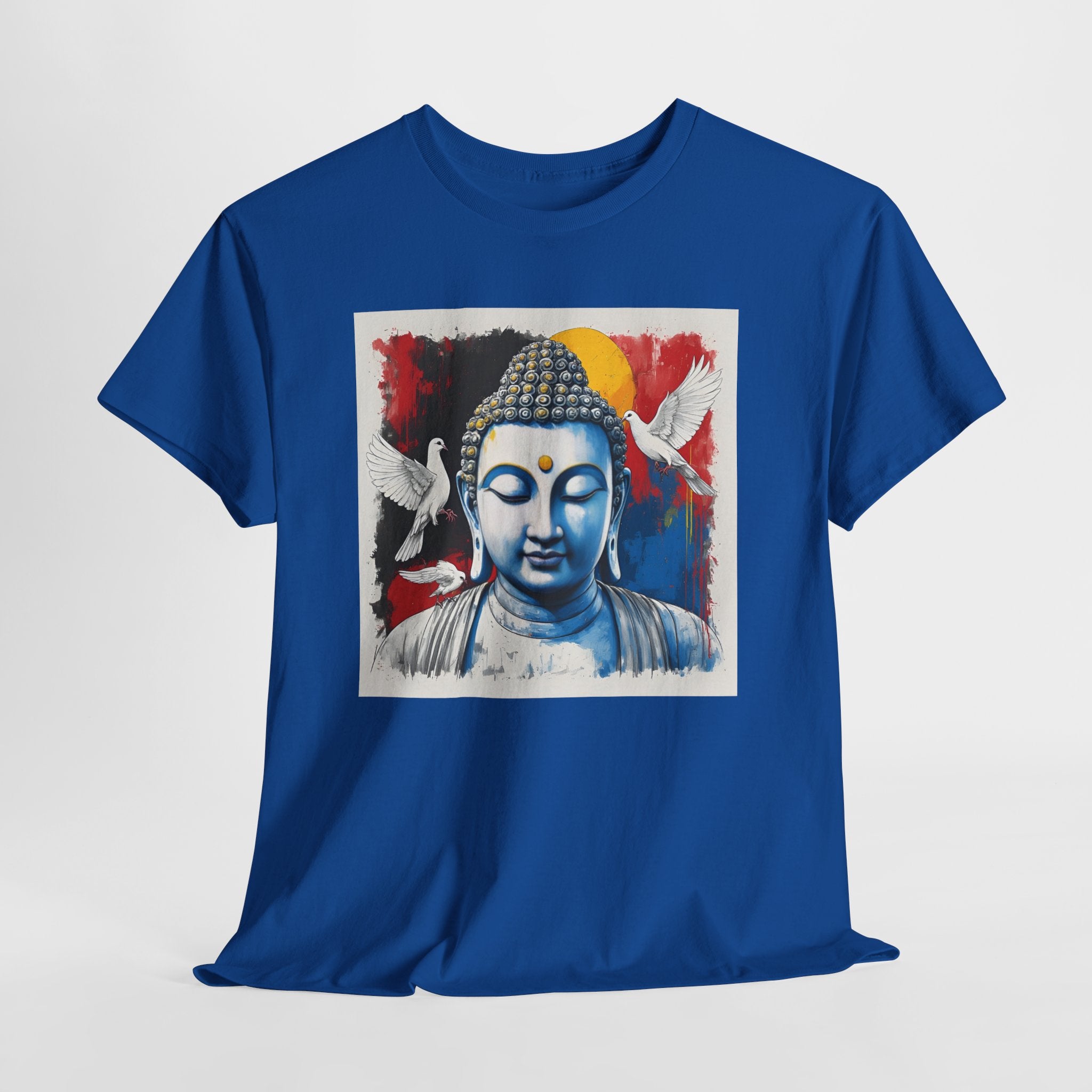 Buddha Peace Tee — Colorful Buddha & Doves Graphic T-Shirt