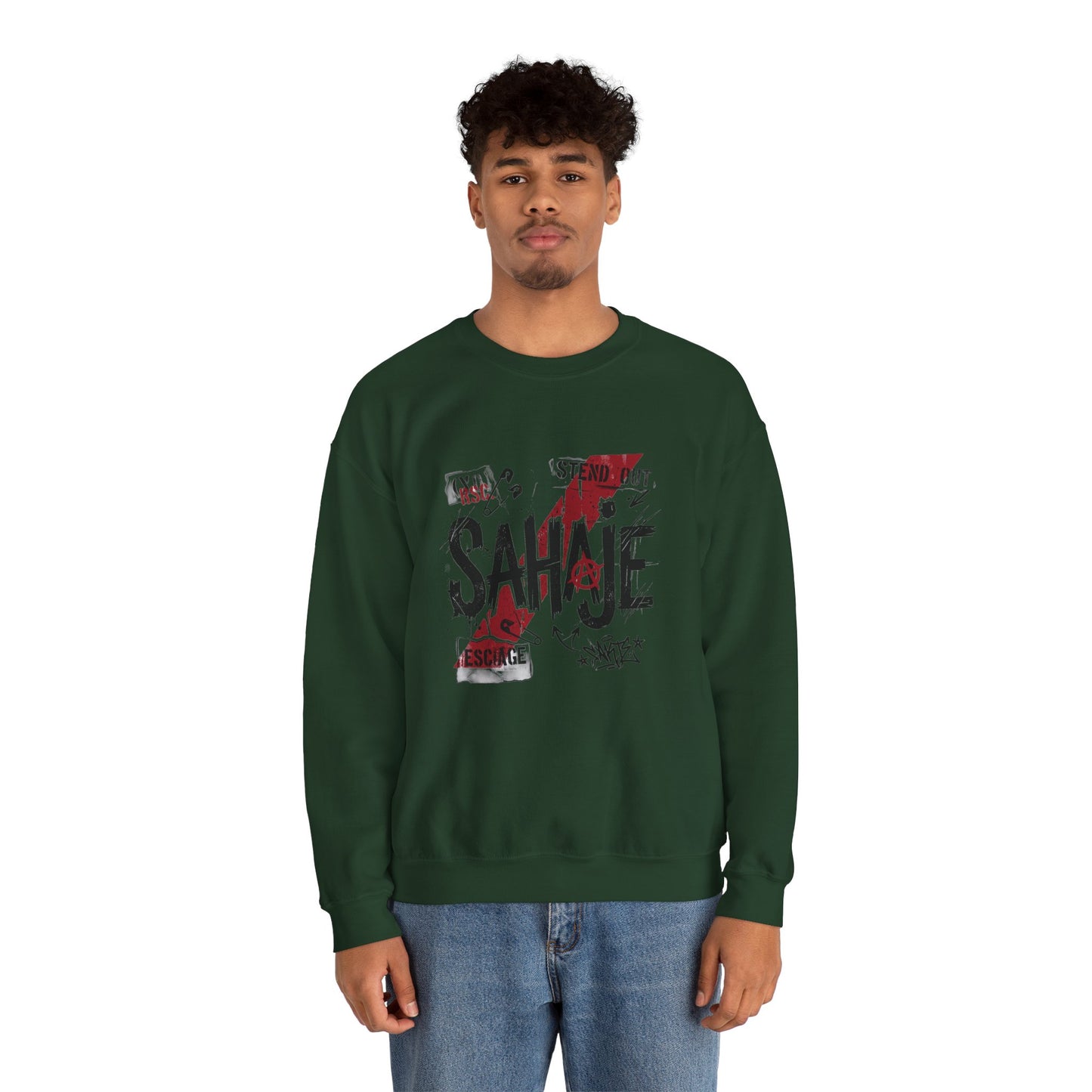 Sahaje Graphic Crewneck Sweatshirt – Streetwear Logo Pullover