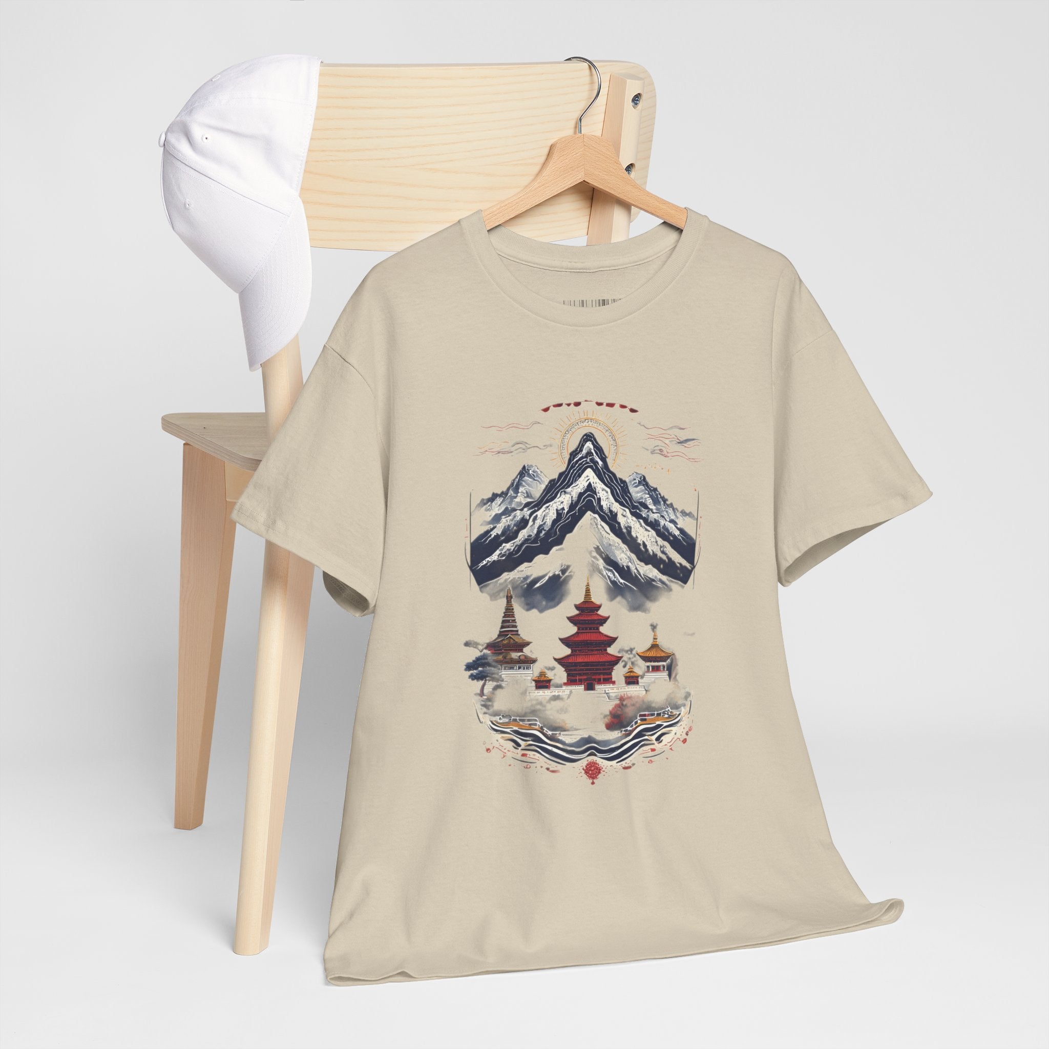 Japanese Mountain Pagoda T-Shirt — Zen Temple Landscape Tee