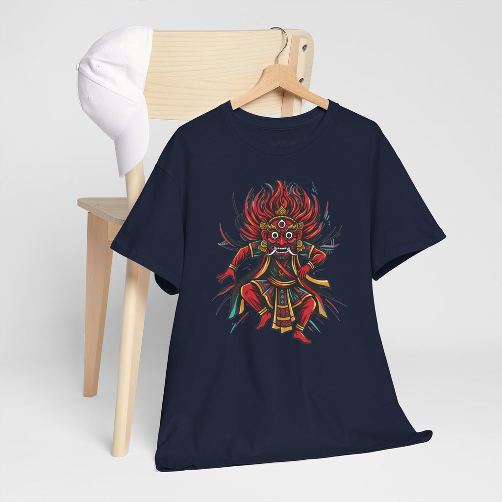 T-Shirt — Fierce Red Oni Demon Graphic Tee (Mythic Japanese Mask Design)