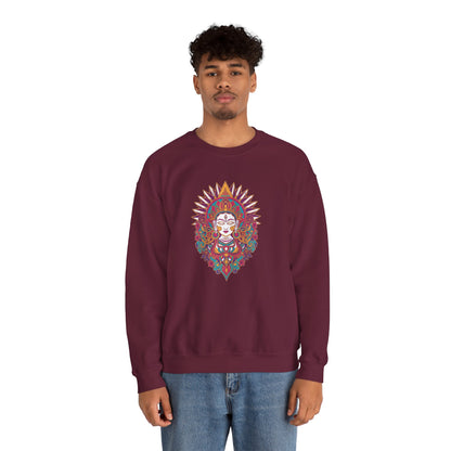 Crewneck Sweatshirt — Colorful Mandala Goddess Graphic