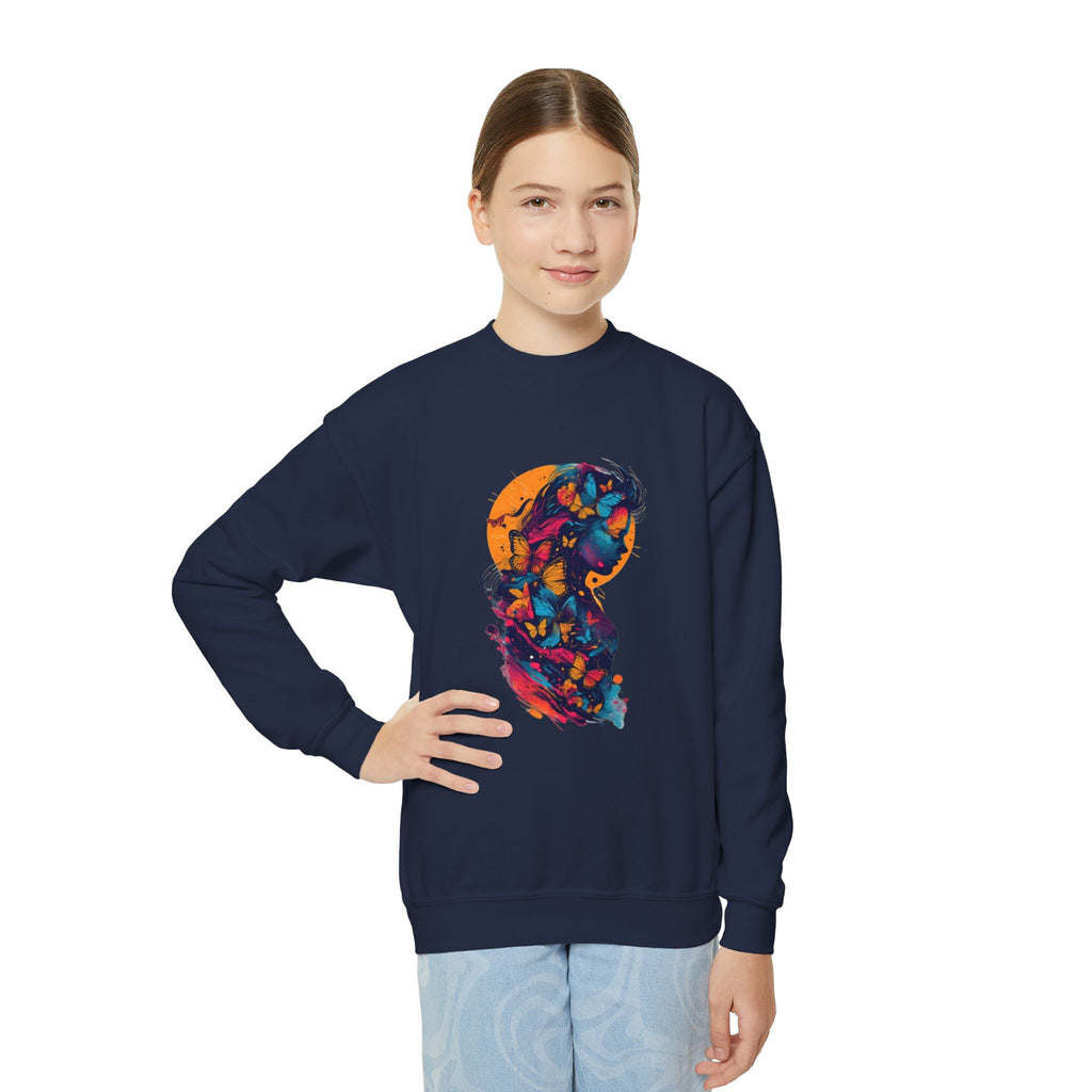 Youth Sweatshirt — Colorful Astronaut Silhouette Crewneck
