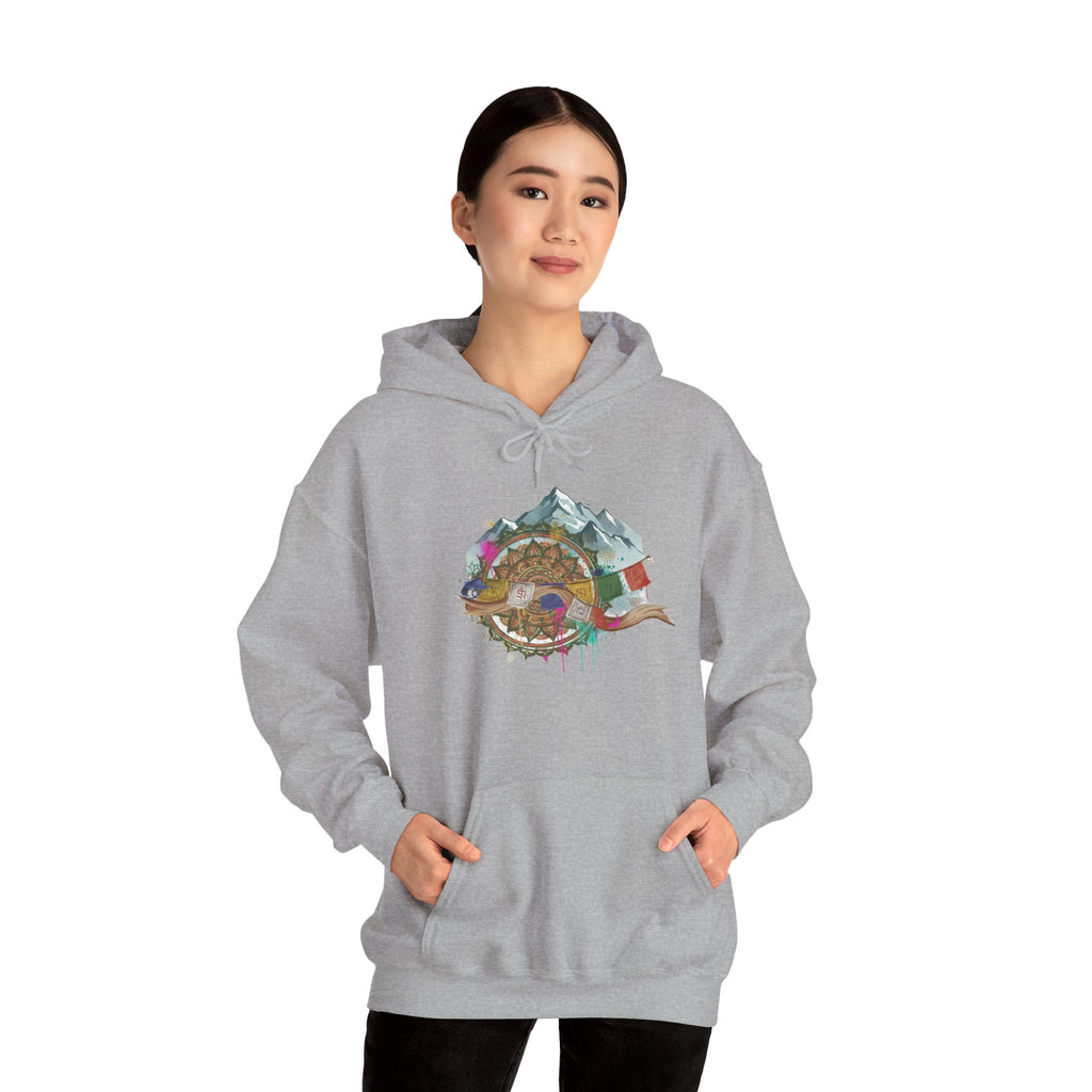 Adventure Landscape Hoodie — Cozy Mountain & Cabin Graphic Sweatshirt