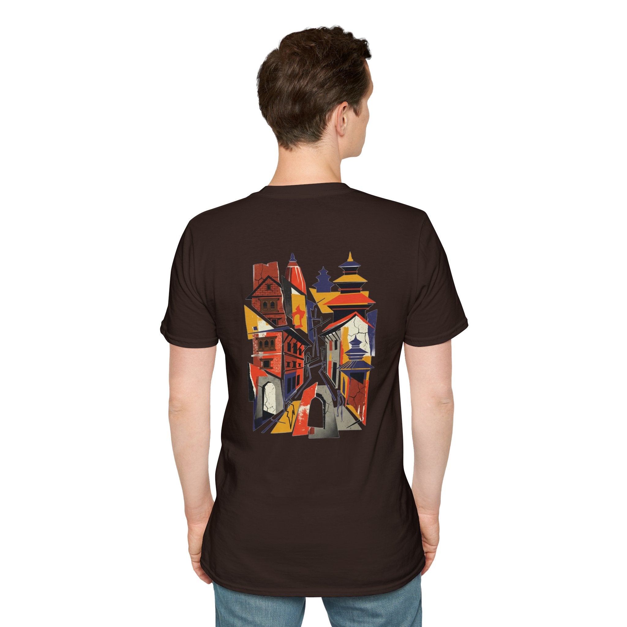 Nepal Street Scene T-Shirt — Colorful Kathmandu Illustration Tee