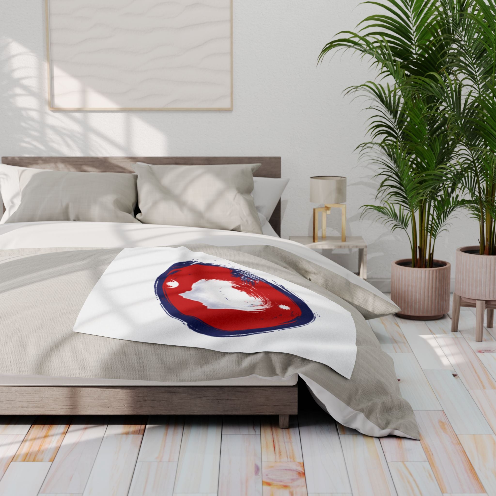 Fleece Blanket — Nepal Flag Brush Stroke Circle Design
