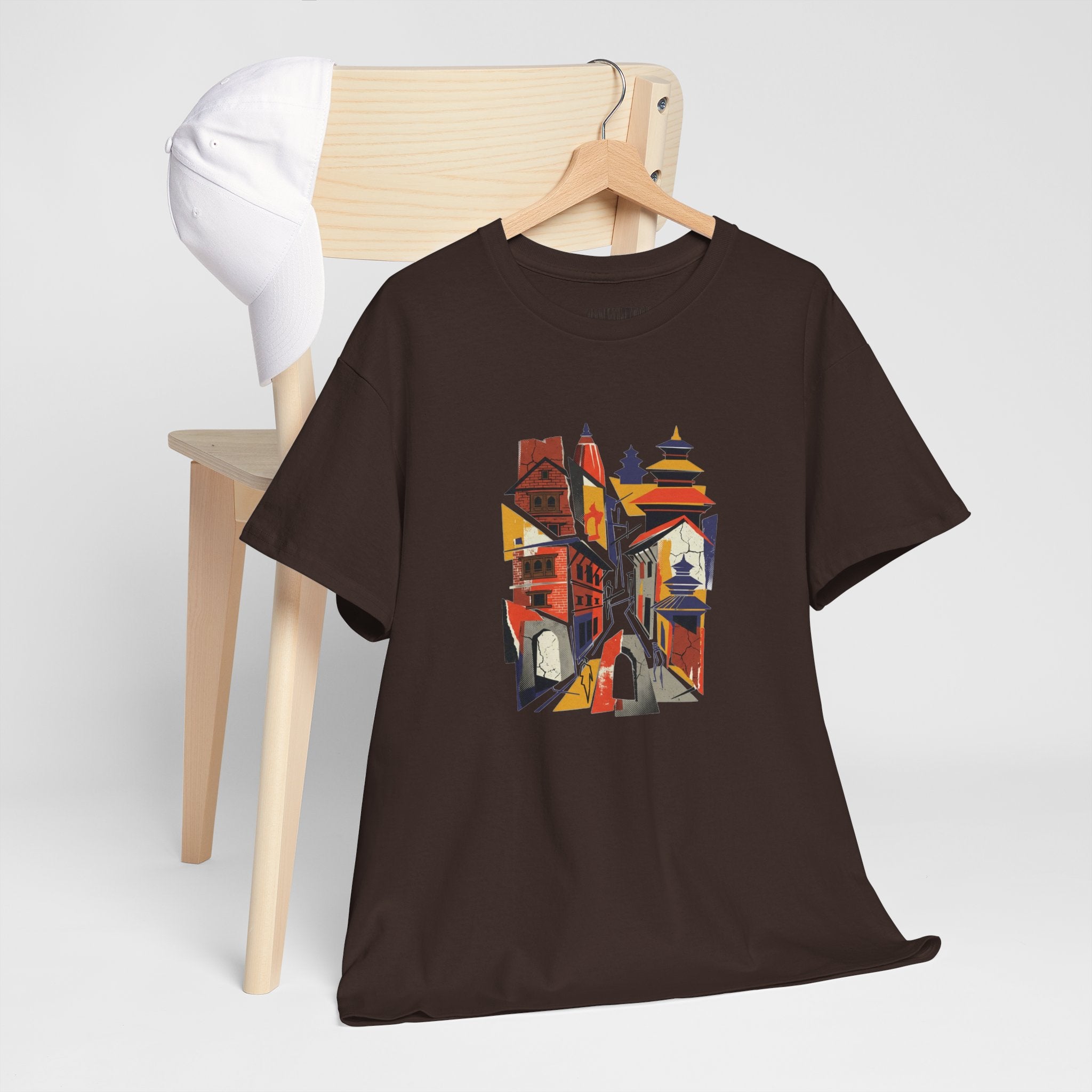 Cityscape Abstract Tee — Colorful Urban Architecture Graphic T‑Shirt