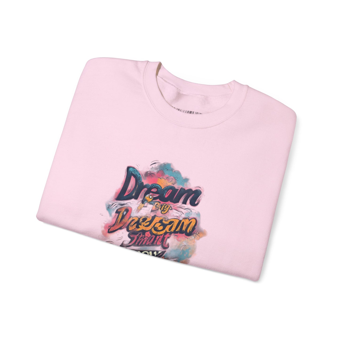 Dream Big Crewneck Sweatshirt — "Dream, Design, Draw" Inspirational Graphic