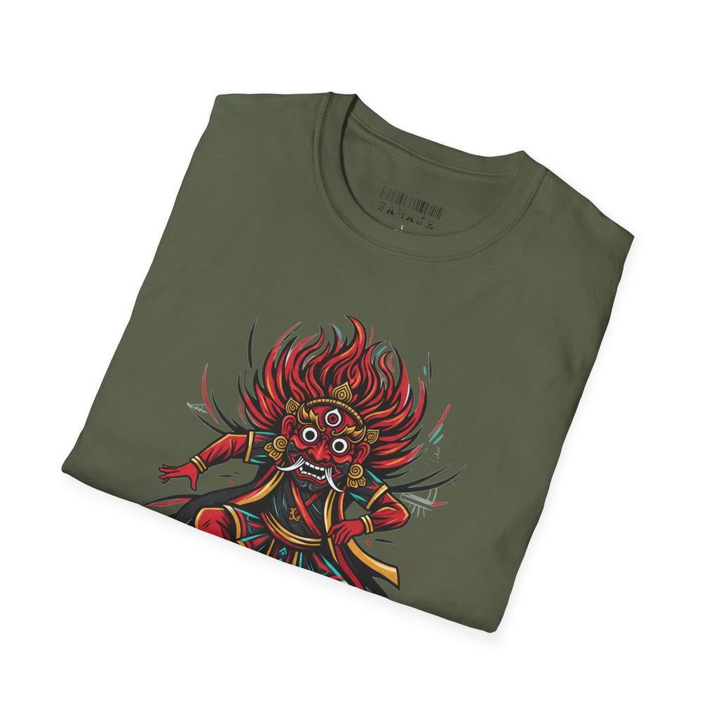 Balinese Barong Dance T-Shirt — Traditional Mythic Mask Graphic Tee