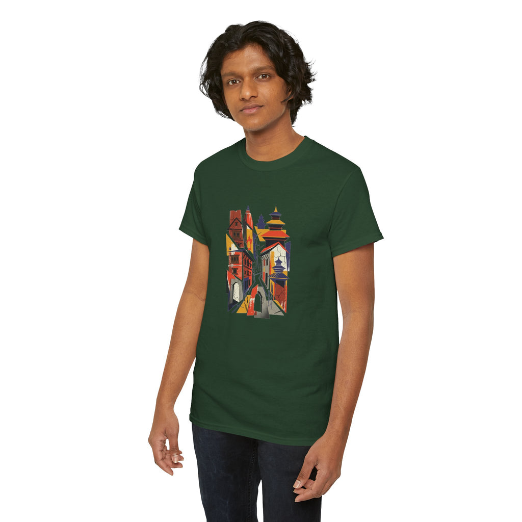 Cityscape Abstract Tee — Colorful Urban Architecture Graphic T‑Shirt