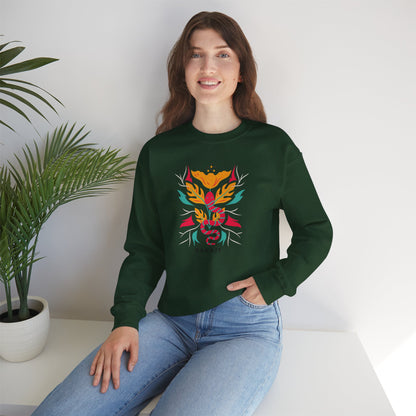 Sahajé Floral Snake Crewneck Sweatshirt — Colorful Botanical Serpent Graphic