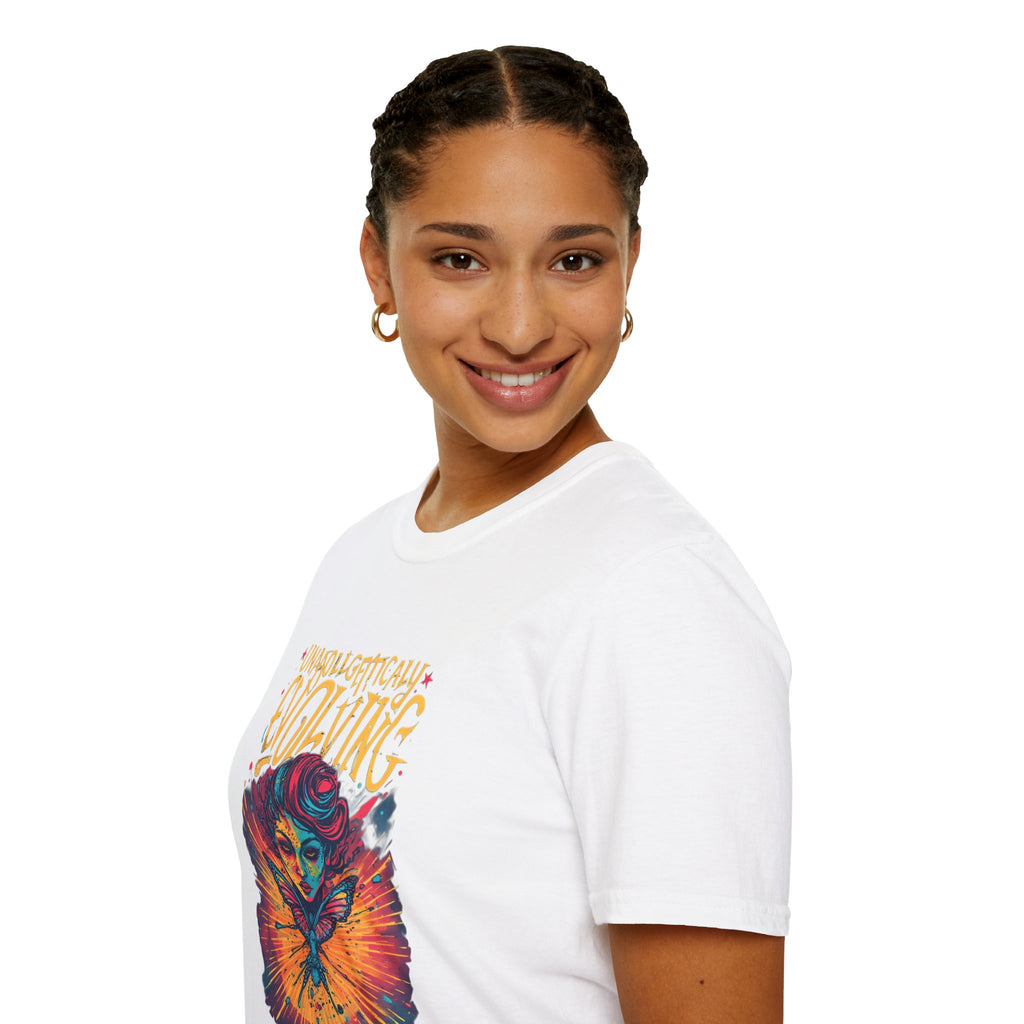 Evolving Butterfly Graphic T-Shirt — "Unapologetically Evolving" Vibrant Psychedelic Tee