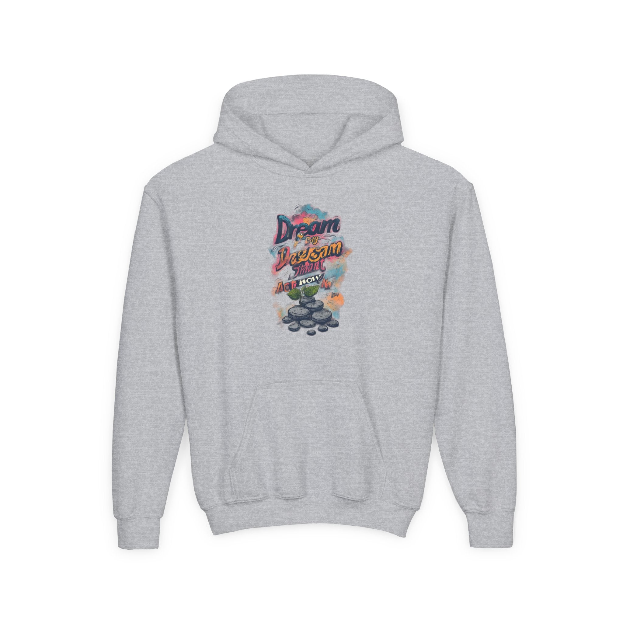 Dream Chasin' Youth Hoodie — Colorful Motivational Graphic Hoodie