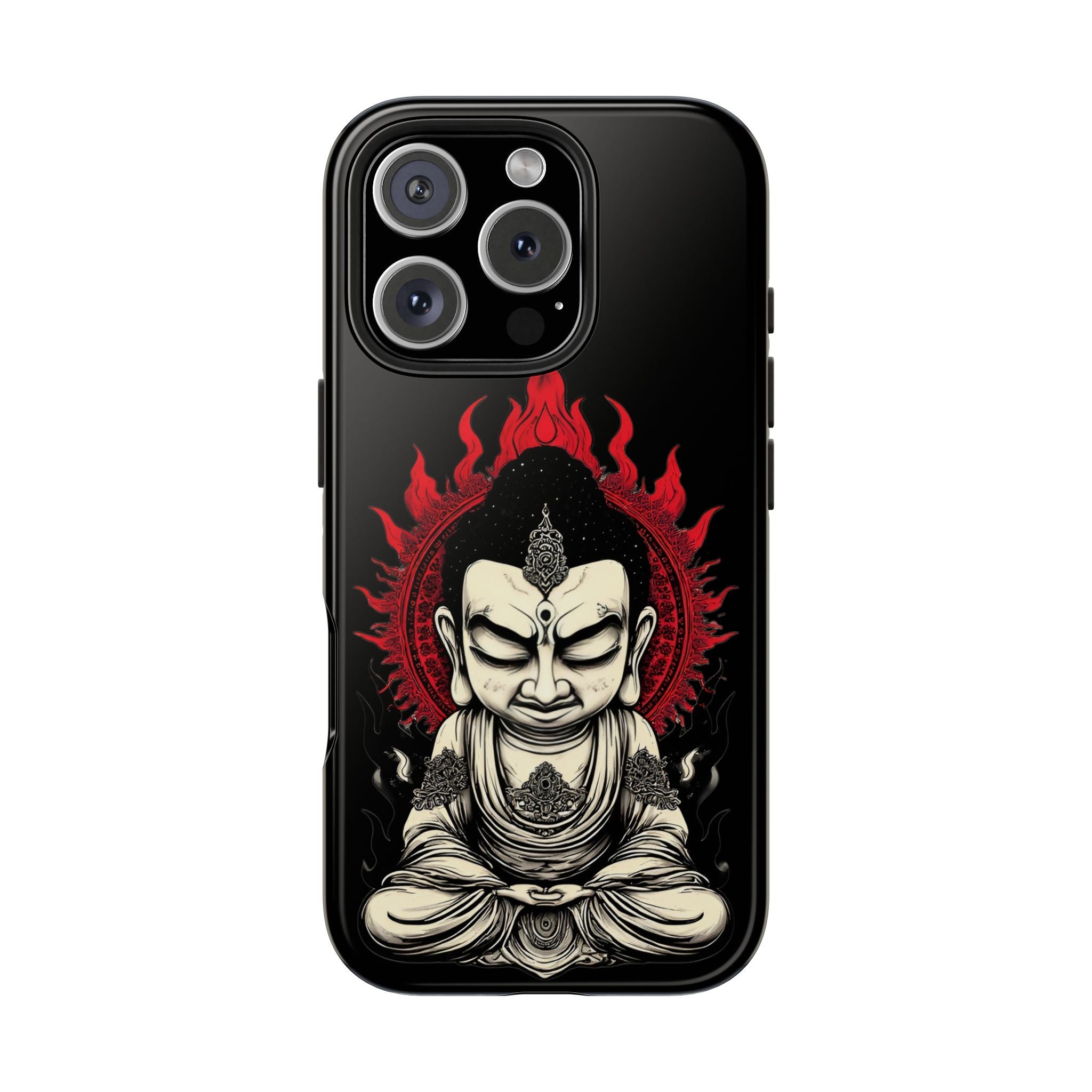 Meditative Buddha Tough Phone Case — Red Flame Zen Protection