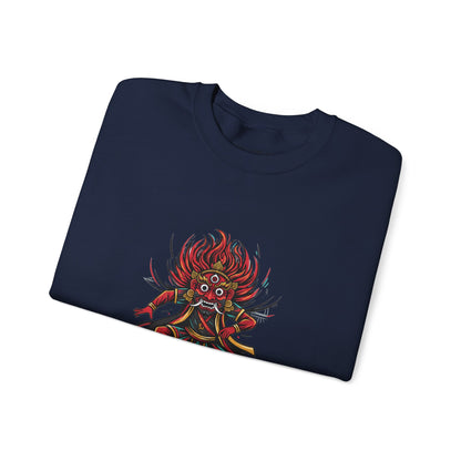 Crewneck Sweatshirt — Red Demon Guardian Graphic