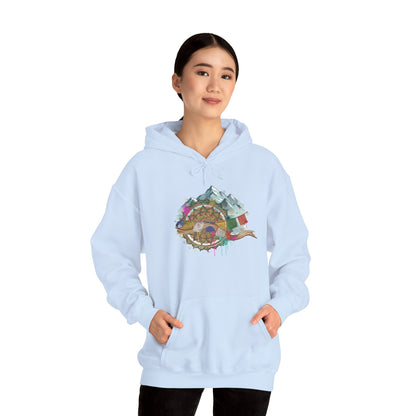 Adventure Landscape Hoodie — Cozy Mountain & Cabin Graphic Sweatshirt