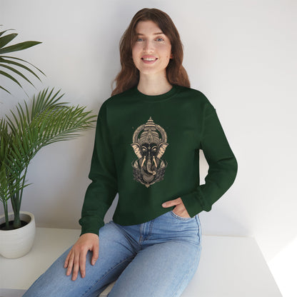 Elephant Mandala Crewneck Sweatshirt — Spiritual Indian-Inspired Graphic