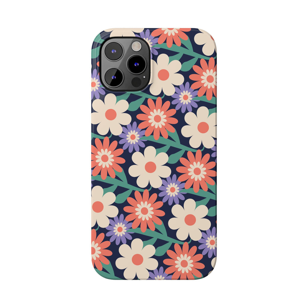 Floral Retro Slim Phone Case – Navy Ditsy Flowers